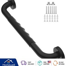 16 Inch Matte Black Handrail - Anti-Slip Grip for Ultimate Bathroom Safety