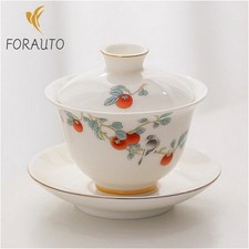 Set da tè Kungfu tazza da tè in ceramica di giada albero di cachi Gaiwan 140 ml 4,8 oz