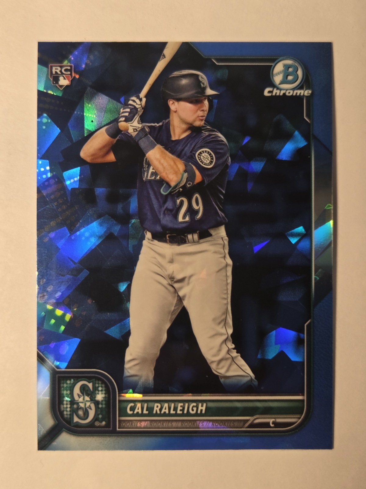 2022 Bowman Chrome Sapphire Cal Raleigh #51 Rookie RC Mariners