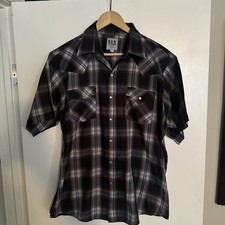 vintage ely cattleman pearl snap shirt Plaid Short Sleeve Multicolor Mens Large