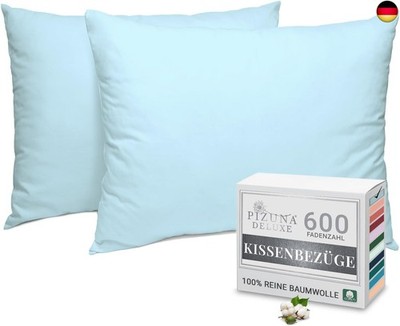 Pizuna Luxuriöser Soft-Satin 2er Pack Kissenbezug 70 x 90 cm Baby blau, 600