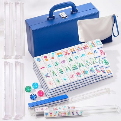 American Mahjong Set 168 Acrylic Numbered Tiles, 4 All-in-One Rack/Pushers, 4...