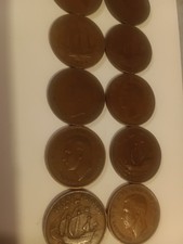 10 x King George 6th Half Pence  1/2d coins