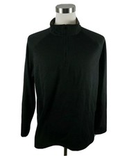 Mossy Oak Mens Long Sleeve 1/4 Zip Solid Black Camo Sweater Large