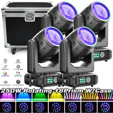 UKING 250W LED Rotation 18Prism Moving Head Light DMX Gobo Beam Stage Lighting