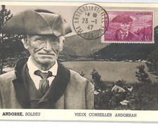 ANDORRA (French) 1947 MAXI-CARD *Soldeu* 15f CONSEILLER Postcard HATS PX215