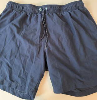 George Men's Navy Blue Swim Trunks XL Solid Elastic Waist Back Pocket