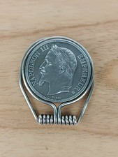Napoléon III Pince à billet argent massif 800 poinçon crabe pièce de monnaie