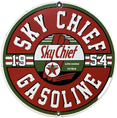 #ad #ad VINTAGE TEXACO SKY CHIEF PORCELAIN SIGN TEXAS GASOLINE GAS STATION PUMP PLATE $114.50