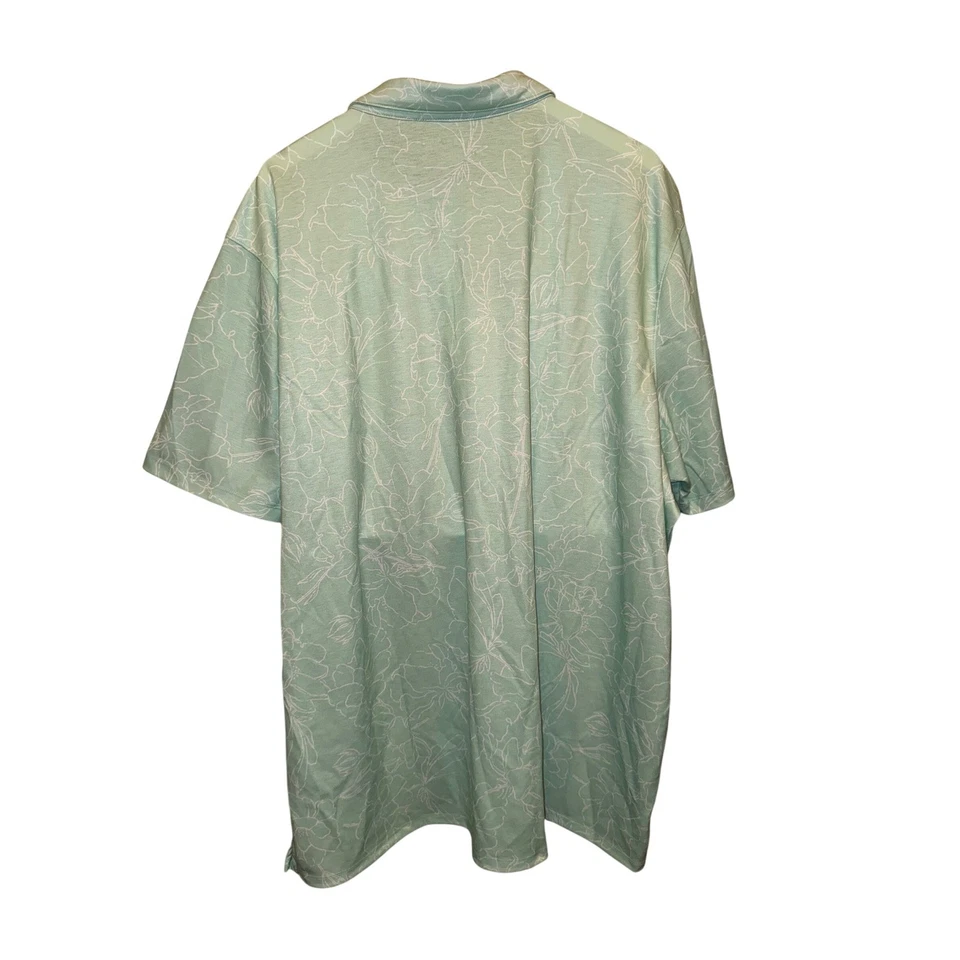 Camisa polo de manga corta con estampado floral verde APT 9 para hombre 4XB tela elástica nueva con etiquetas Foto 4 de 4