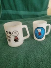 Vintage Snoopy Peanuts Fire King Mug & Charlie Brown Avon Mug-Milk Glass