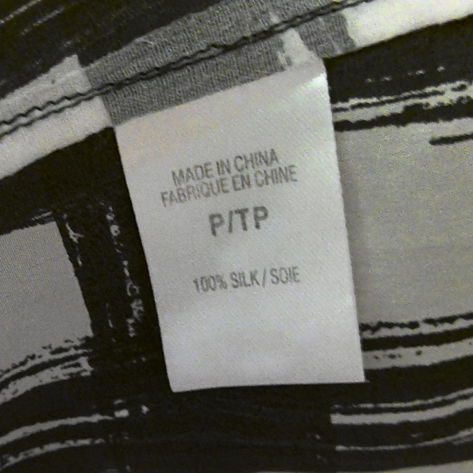 Theory Silk Top Cowl Neck Shell Black & White Sleeveless Pullover EUC Sz P/TP XS - image 4 of 4