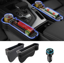 LED Car Seat Gap Filler Organizer with Ring Ambient Lighting Strip Light Filler