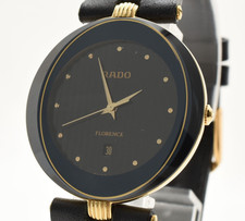 N MINT RADO Florence 152.3694.2 Quartz Black Dial Date Watch From JAPAN 152