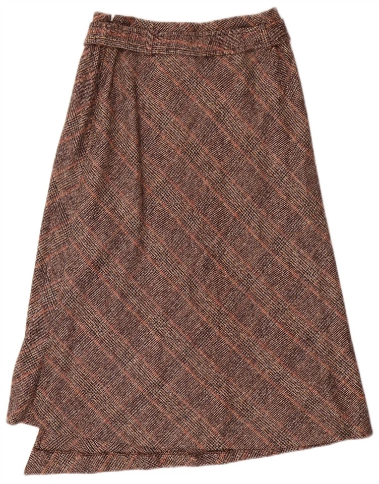 MAX & CO. Mujer Clásica Falda Asimétrica Reino Unido 6 XS W26 Marrón Cuadros Lana ZK08 Foto 2 de 3