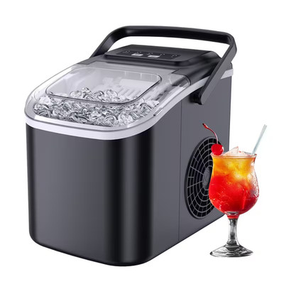 26 Pound Bullet Ice Machine, 9 Ice Pieces In 6 Minutes, Compact & Portable