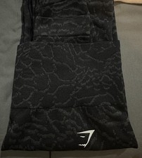 Gymshark Black Gray Animal Print High Waist Stretch Ankle Leggings Women Logo