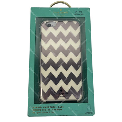 New Kate Spade New York Apple iPhone 6 Plus Protective Case Metalic Pink ZIG ZAG