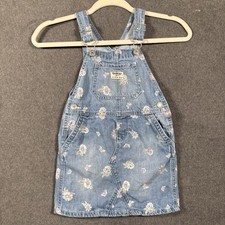 OshKosh B Gosh floral Blue denim bib overall dress 4T Toddler Girls Medium Wash