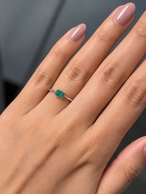 Natural Emerald Ring - 1.00 Carat| Handmade | 925 Sterling Silver | Size 5