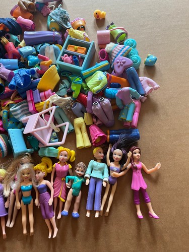 Polly Pocket 4" Dolls – Molded Hair, fake hair Rubber Clothing -accesory Lot - Picture 4 of 4