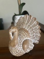 Brown  White Thanksgiving Turkey Figurine Decor Centerpiece Great Gift Idea
