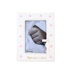 7" Baptism Frame for 3.5"x5" Photo Girl - Pink 