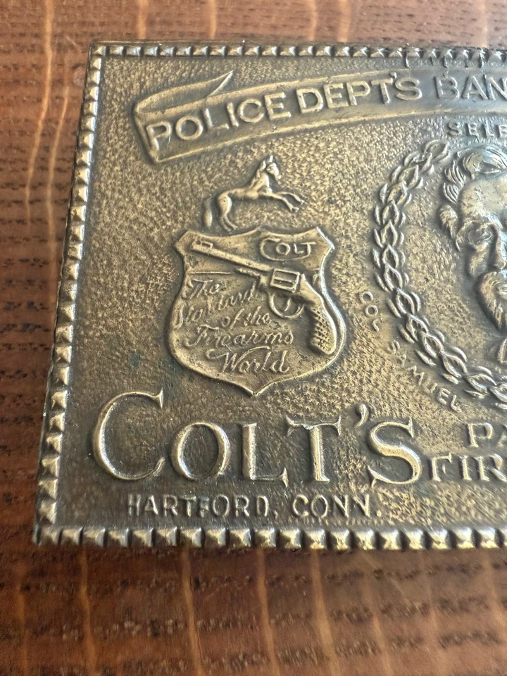 vtg COLT'S REVOLVERS FIREARMS BELT BUCKLE POLICE DEPTS BANKS EXPRESS B-156 colt - Image 4 of 4