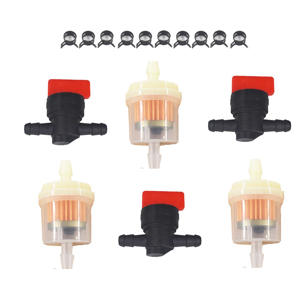6Kit 1/4" In Line Fuel Gas Filter Shut Cut Off Valve Clamp 494768 697947 698183
