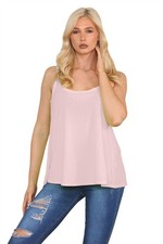 Womens Cami Vest Top Ladies Sleeveless Strappy Flared Casual Summer Camisole Top