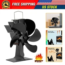 6 Blades Fireplace Stove Fan Heat Powered Log Wood Burner Silent for Home