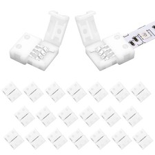 20 Pack 8mm 4 Pin Led Strip Connectors, Solderless Gapless Strip to Strip Qui...