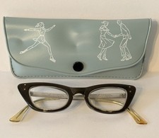Vintage Kids Eyeglasses  Case Artcraft Rhodium Plated 31-5 Made USA