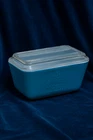Pyrex 502-B Vintage Blue Refrige Dish w/ Lid, Primary Collection 1  1/2 Cups
