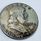 1957 D SILVER FRANKLIN HALF DOLLAR 90% SILVER CIRCULATED COIN FREE SHIP #7565
