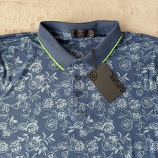 G/Fore Peony Sketch Tech Golf Polo Men  s Size L Banded Sleeve Stretch Shirt 120