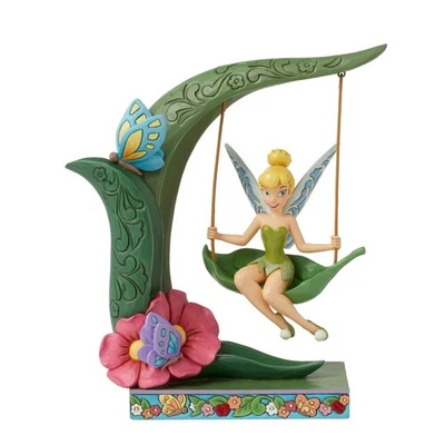 Jim Shore Disney Traditions Tinker Bell on Swing Beside Butterfly Fig 6016336