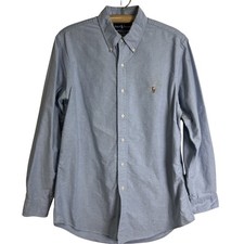 Ralph Lauren Mens Oxford Shirt Size 16 32/33 Flesh Pony Blue 100 Cotton F14