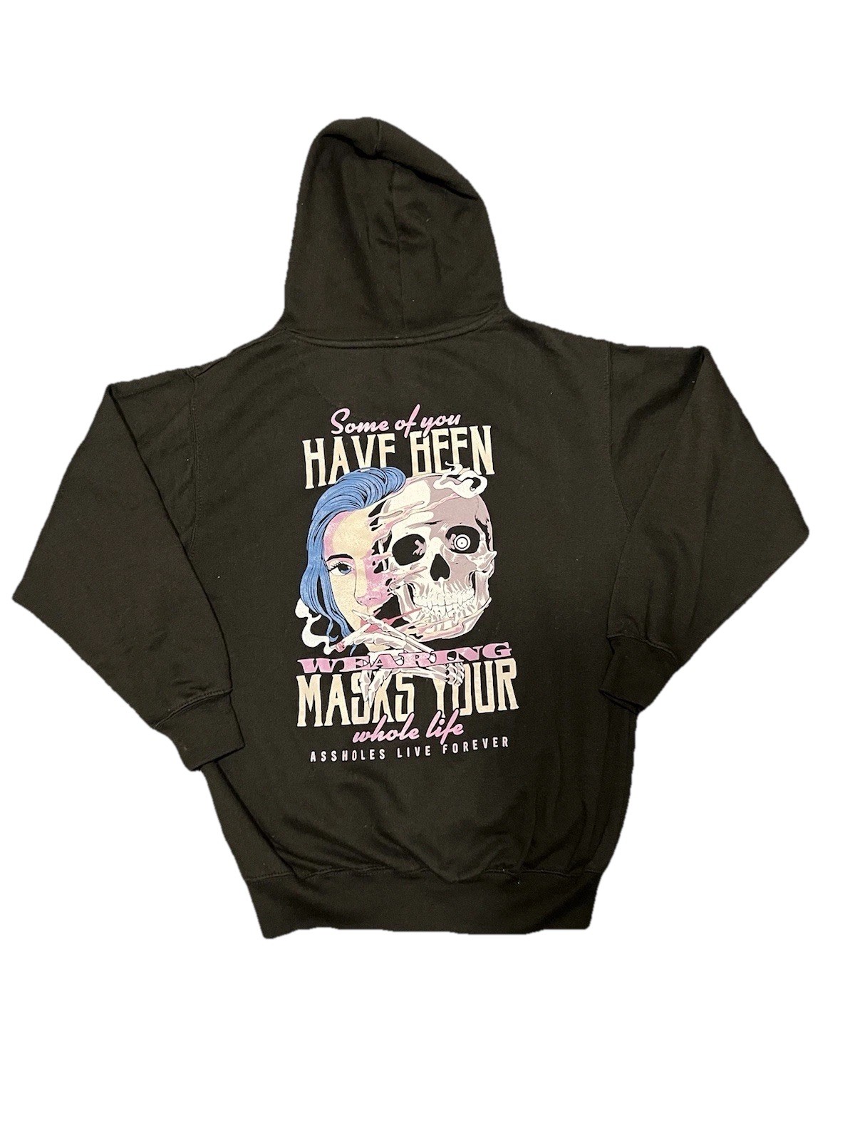Assholes*s Live Forever Hoodie Unisex Small Sweatshirt Pullover Black Graphic