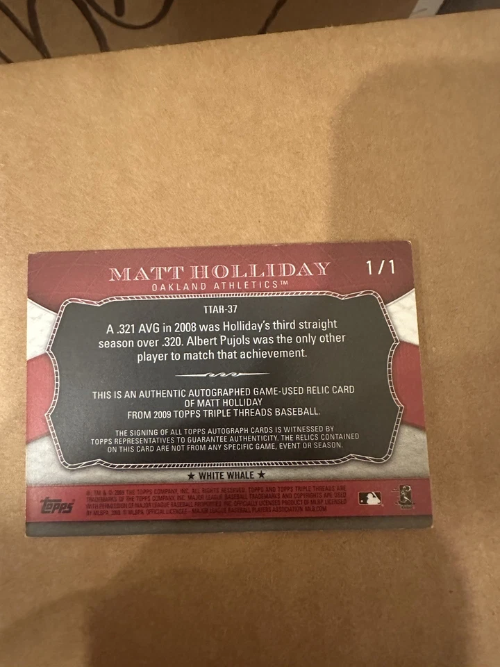 Ballena Blanca Matt Holliday 1/1 Automático Foto 3 de 4