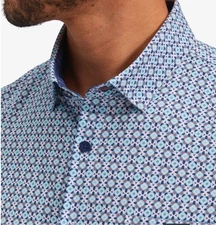 Mizzen + Main Mens Leeward Shirt Short Sleeve XL Trim Blue Geometric 