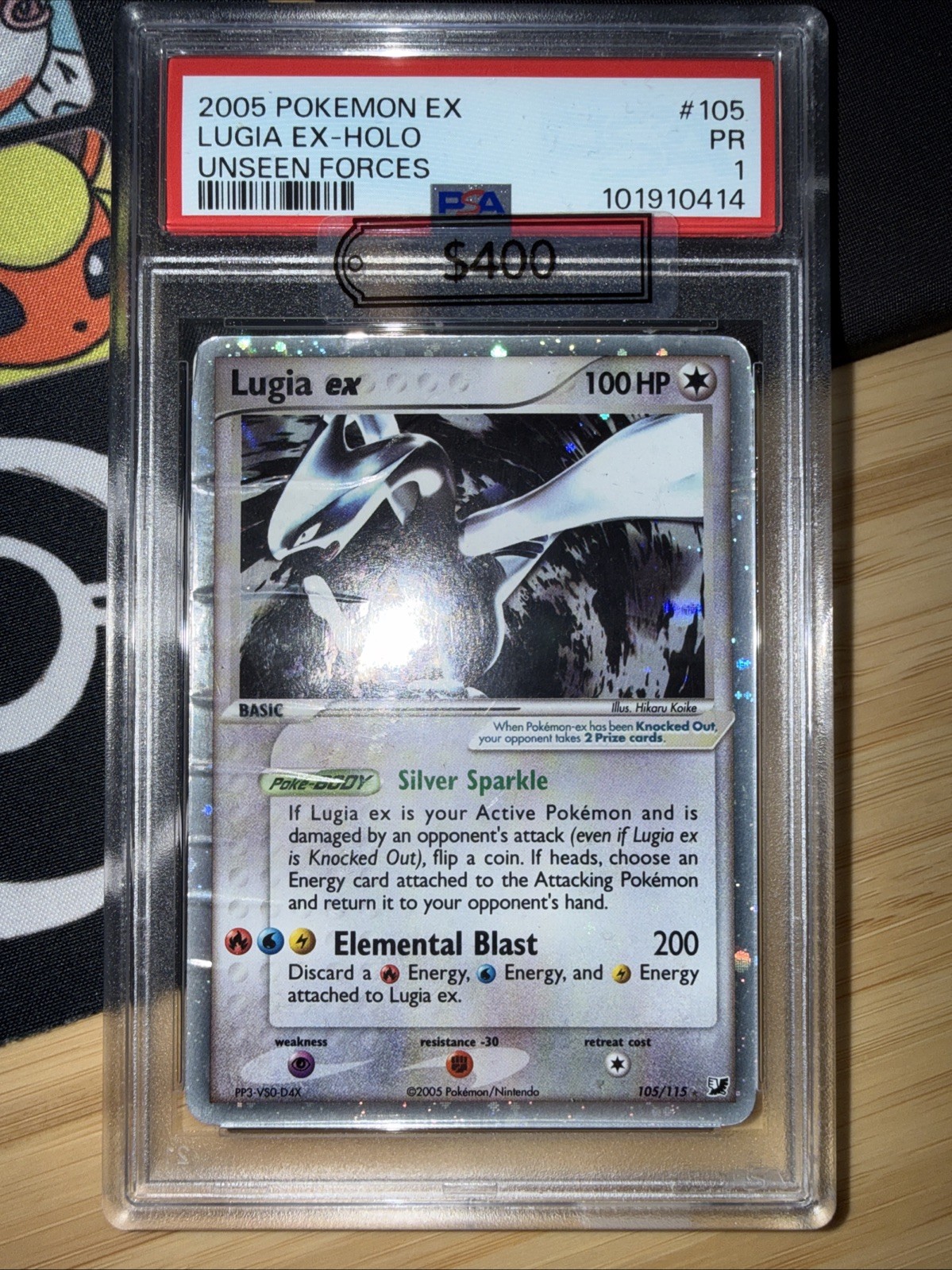 2005 POKEMON EX UNSEEN FORCES #105 LUGIA EX-HOLO PSA 1