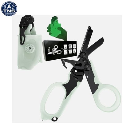 6 in 1 Multi-function Trauma Shears with Strap Cutter and Luminous Black