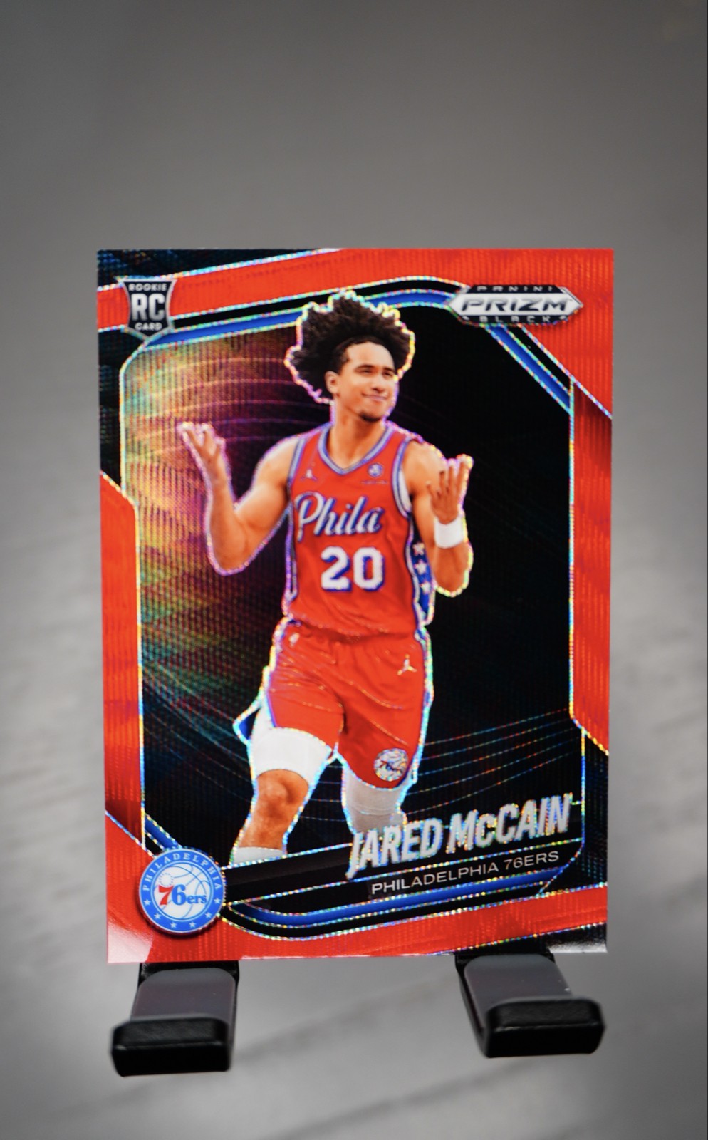 2024-25 Panini Prizm Black - Jared McCain, Jared McCain #80 Ruby Wave Prizm (RC)