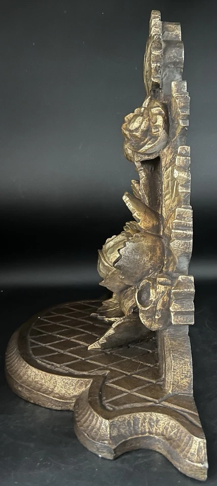 Antique Early 1900's Large 16" Italian Wood Gold Gilt Carved Rose Wall Shelf - Image 4 of 4