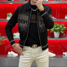 Men Luxury Star Diamond Rhinestone Fashion Casual Hot Drill Trendy Jacket Coat