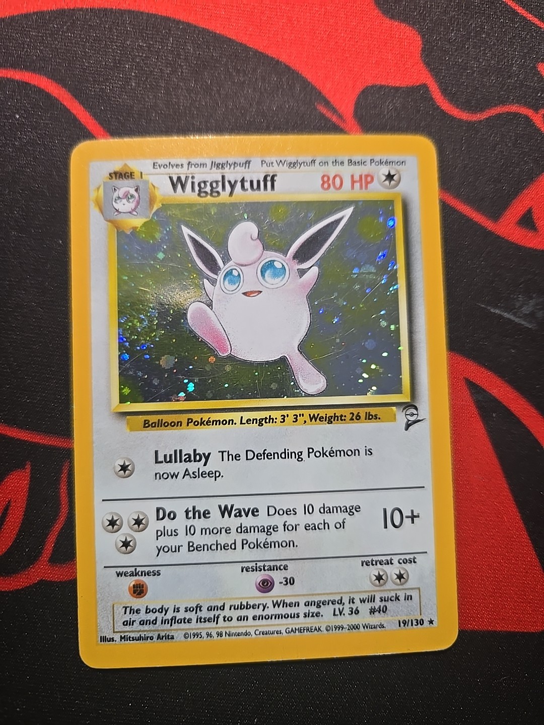 Pokémon TCG Wigglytuff Holo Rare Card 19/130 Base Set 2