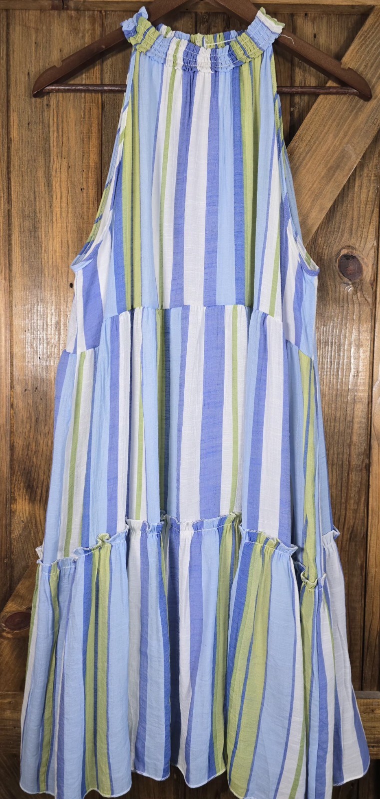 Mlle Gabrielle Halter Neck Dress L Summer Cruise Vacation Light Weight Stripes