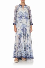 CAMILLA DRESS MAXI SILK BLUE FLORAL TALKING ABOUT A REVOLUTION SILK CRYSTALS XL