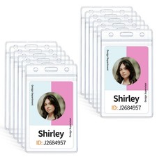 Pawfly Lot de 12 porte-badges verticaux pour carte d'identité 3,6 pouces x 2,6 pouces, transparent